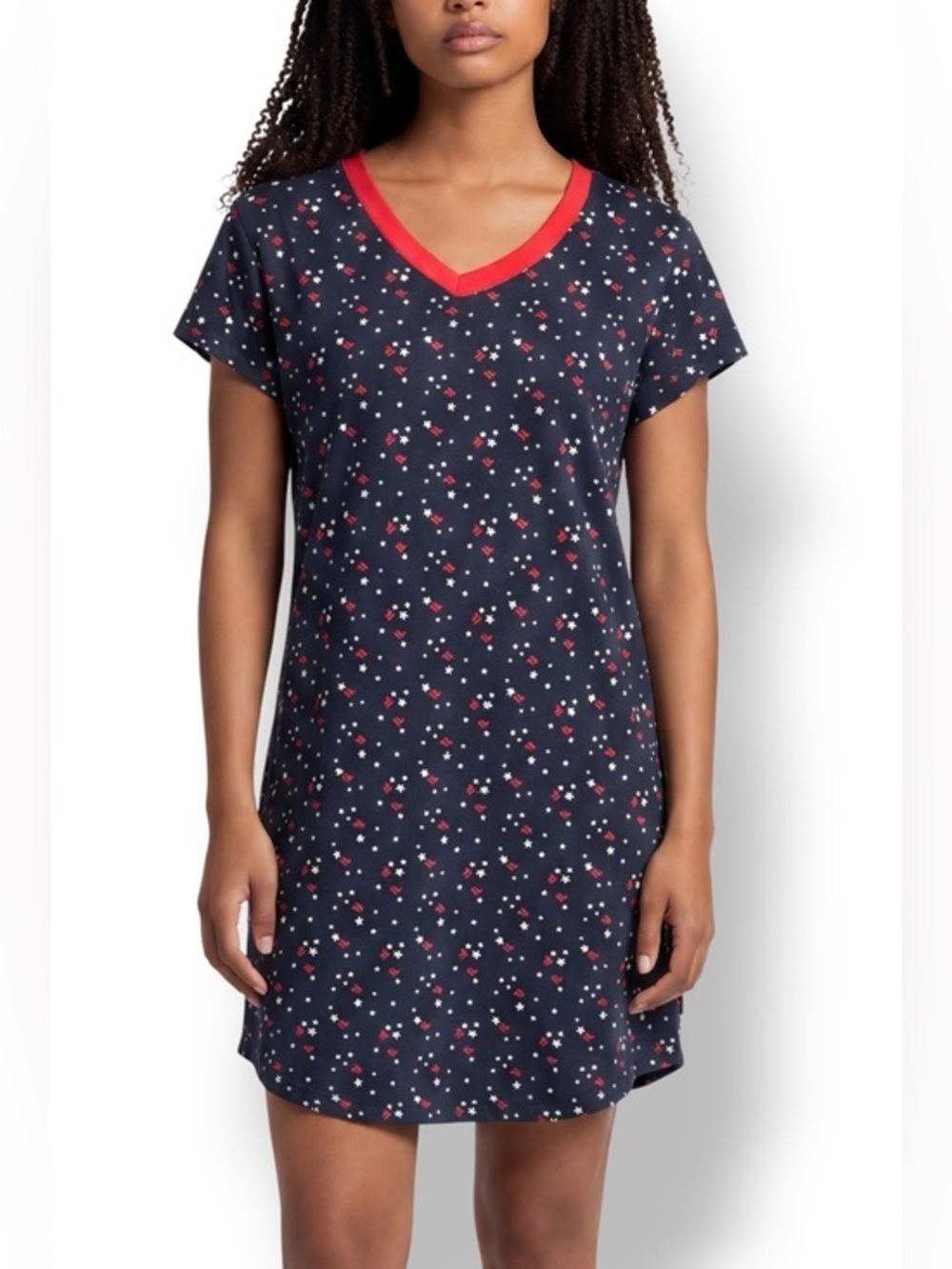 4/$20 FILA Sleepwear Star Print V-Neck Nightshirt Women’s Small NWOT